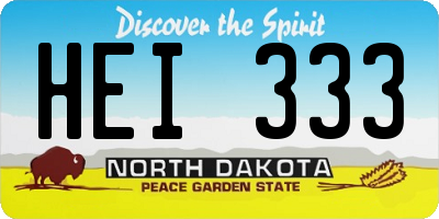 ND license plate HEI333