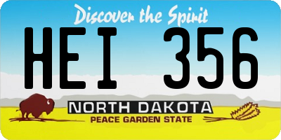 ND license plate HEI356