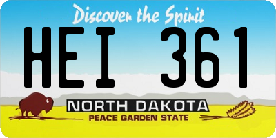 ND license plate HEI361
