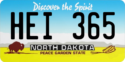 ND license plate HEI365