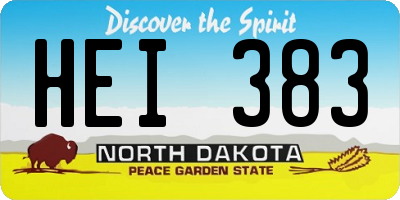 ND license plate HEI383