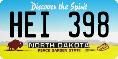 ND license plate HEI398