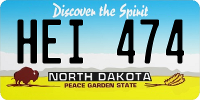 ND license plate HEI474