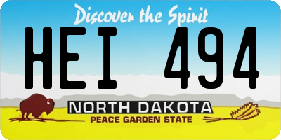 ND license plate HEI494