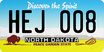 ND license plate HEJ008