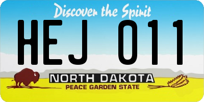ND license plate HEJ011