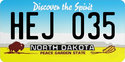 ND license plate HEJ035