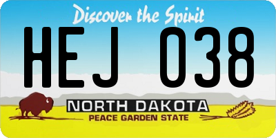 ND license plate HEJ038