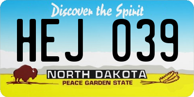 ND license plate HEJ039