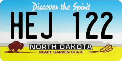 ND license plate HEJ122