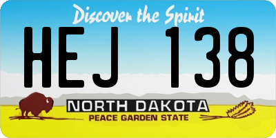 ND license plate HEJ138