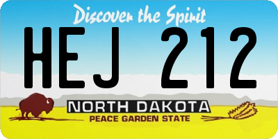 ND license plate HEJ212