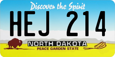 ND license plate HEJ214