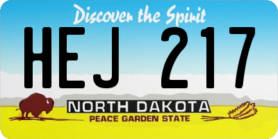 ND license plate HEJ217