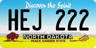 ND license plate HEJ222