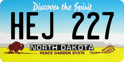 ND license plate HEJ227