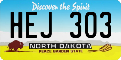 ND license plate HEJ303