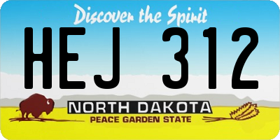 ND license plate HEJ312