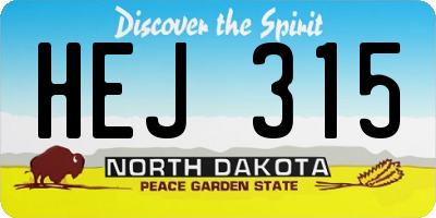 ND license plate HEJ315