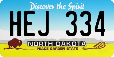 ND license plate HEJ334