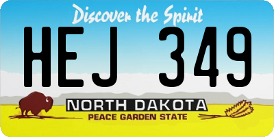 ND license plate HEJ349