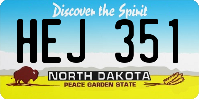 ND license plate HEJ351