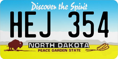 ND license plate HEJ354