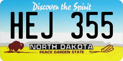 ND license plate HEJ355