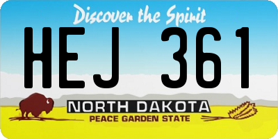 ND license plate HEJ361