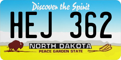 ND license plate HEJ362