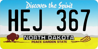 ND license plate HEJ367