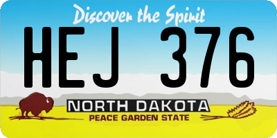 ND license plate HEJ376