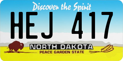 ND license plate HEJ417