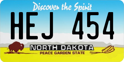 ND license plate HEJ454