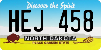 ND license plate HEJ458