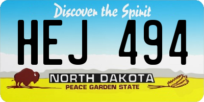 ND license plate HEJ494