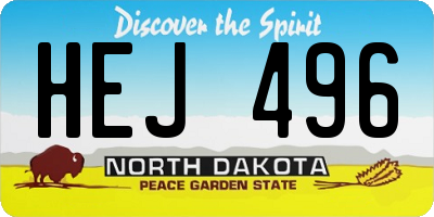 ND license plate HEJ496