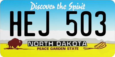 ND license plate HEJ503
