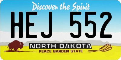 ND license plate HEJ552
