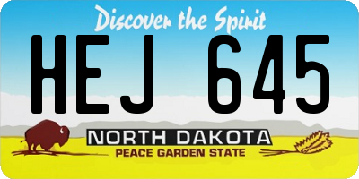 ND license plate HEJ645