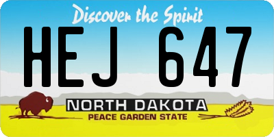 ND license plate HEJ647