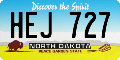 ND license plate HEJ727