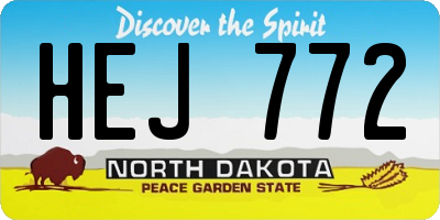 ND license plate HEJ772
