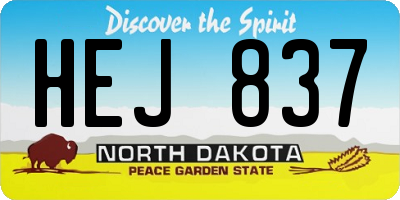 ND license plate HEJ837