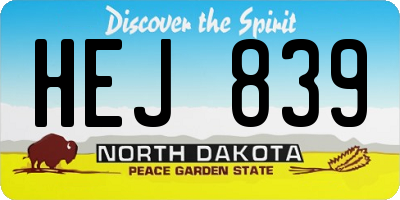 ND license plate HEJ839