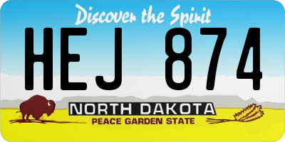 ND license plate HEJ874