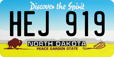 ND license plate HEJ919