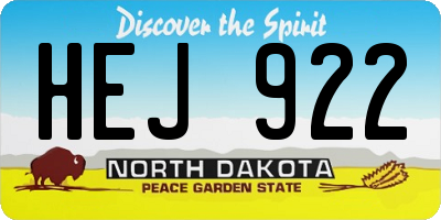 ND license plate HEJ922