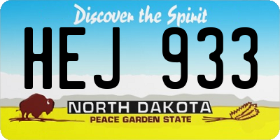 ND license plate HEJ933