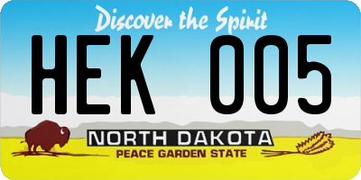 ND license plate HEK005